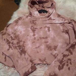 Mauve rose color tye dye cropped hoodie sweatshirt size small